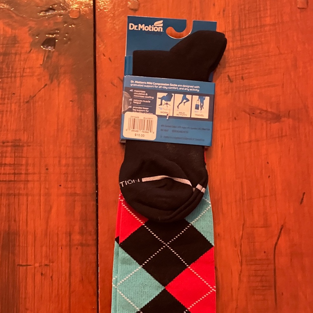 Black and Red Argyle Compression Socks